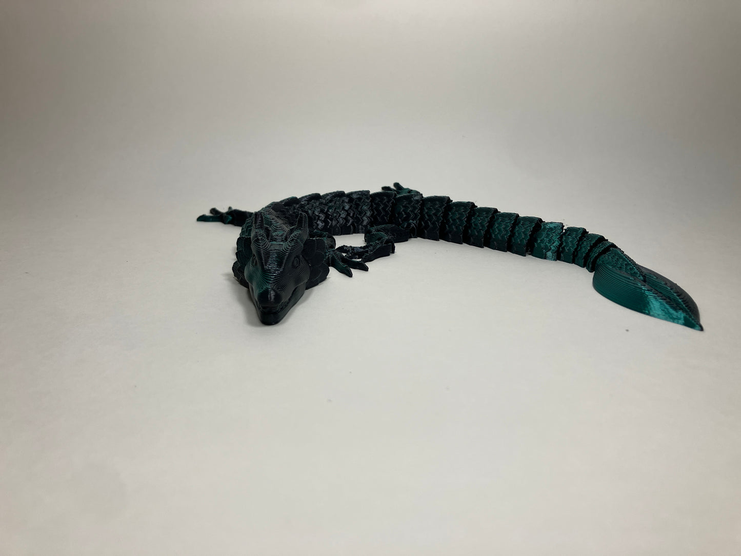 Cyan & Black Leaf Dragon – Articulated 3D Printed Model