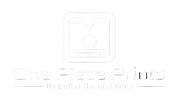 Logo of One Piece Prints with a 3D printing icon on a black background