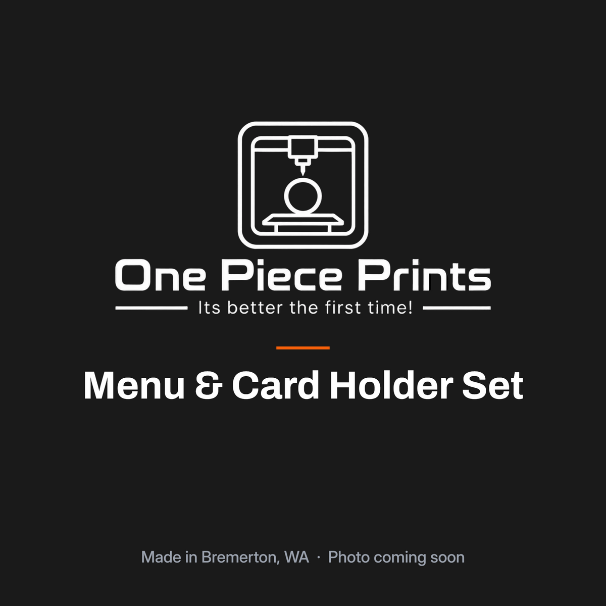 Menu and business card holders in brand colors