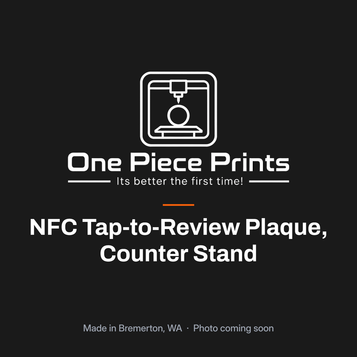 NFC tap-to-review counter stand with a business logo