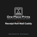 Wall caddy holding receipt paper rolls