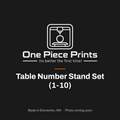 Numbered table stands 1 to 10 with a restaurant logo