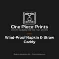 Wind-proof napkin and straw caddy